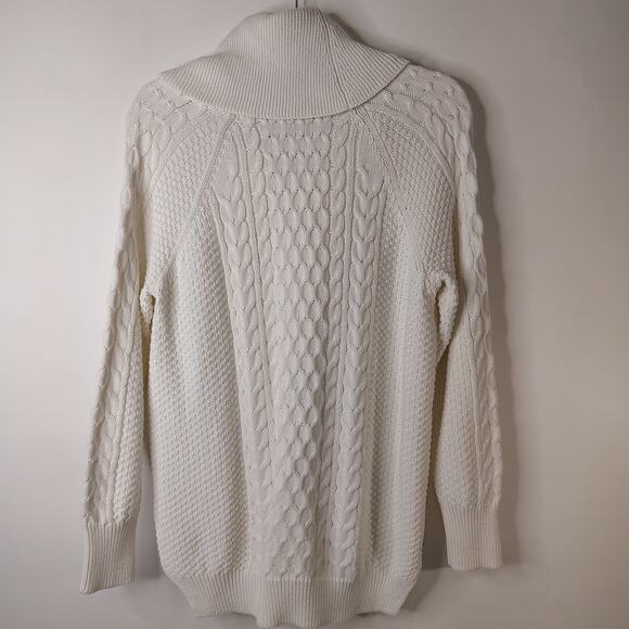 Michael Kors Heavy Cowl Neck Sweater‎ Womens Medium Cream Cable / Waffle Knit - Picture 8 of 15